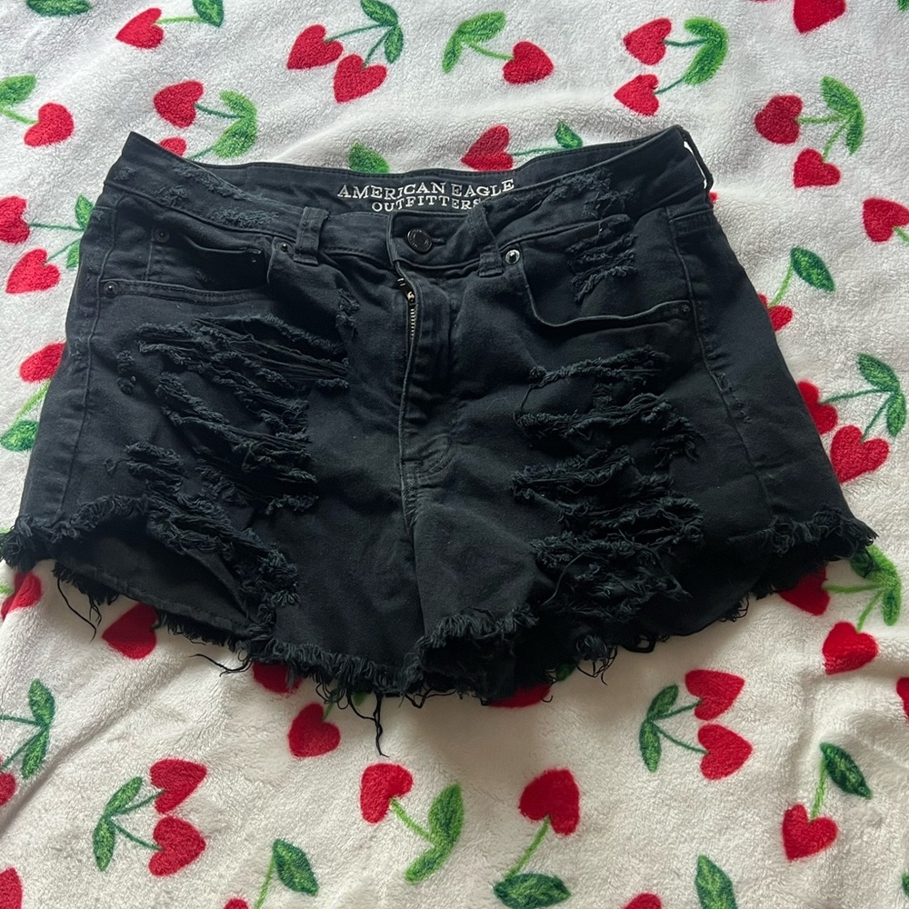 American Eagle Outfitters Black Distressed Jean Shorts